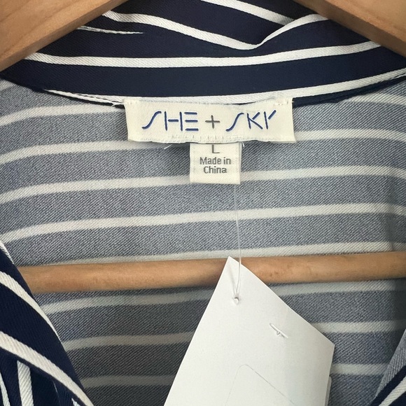 She + Sky Navy and White Striped Mini Dress- NWT - Picture 5 of 10